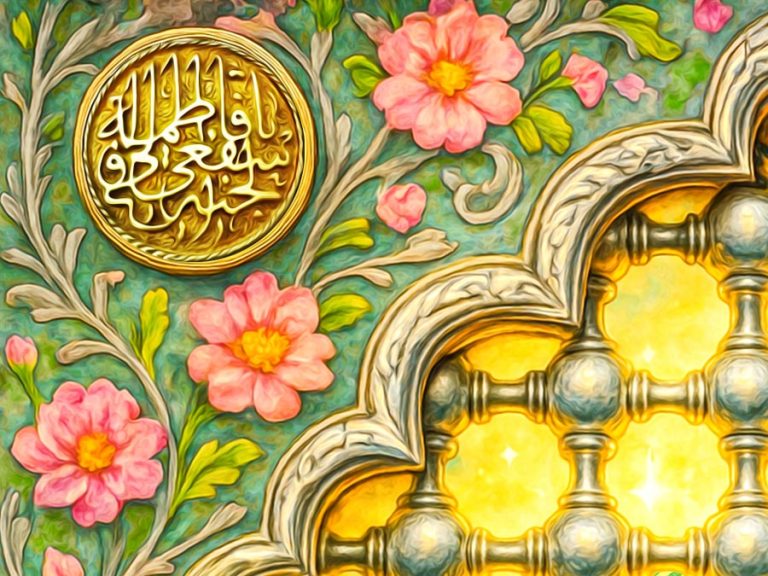 Cúpula dorada del santuario de la Señora Fátima Masuma en Qom representando la santidad de la Familia del Profeta