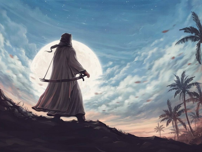 Representación simbólica de la transmisión de los versículos de Bara’a por el Imam Alí durante la peregrinación en La Meca